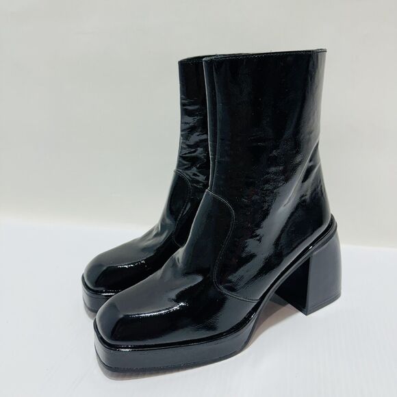 Free People Ruby Women's 41/ 10 Platform Bootie Black Patent Leather NWOB - Picture 4 of 12